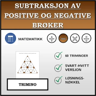 Trimino: Subtraksjon av positive og negative brøker