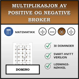 Domino: Multiplikasjon av positive og negative brøker
