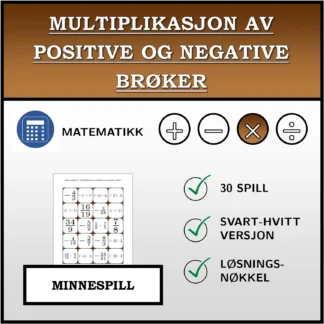 Memoryspill: Multiplikasjon av positive og negative brøker