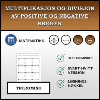Tetromino: Multiplikasjon og divisjon av positive og negative brøker