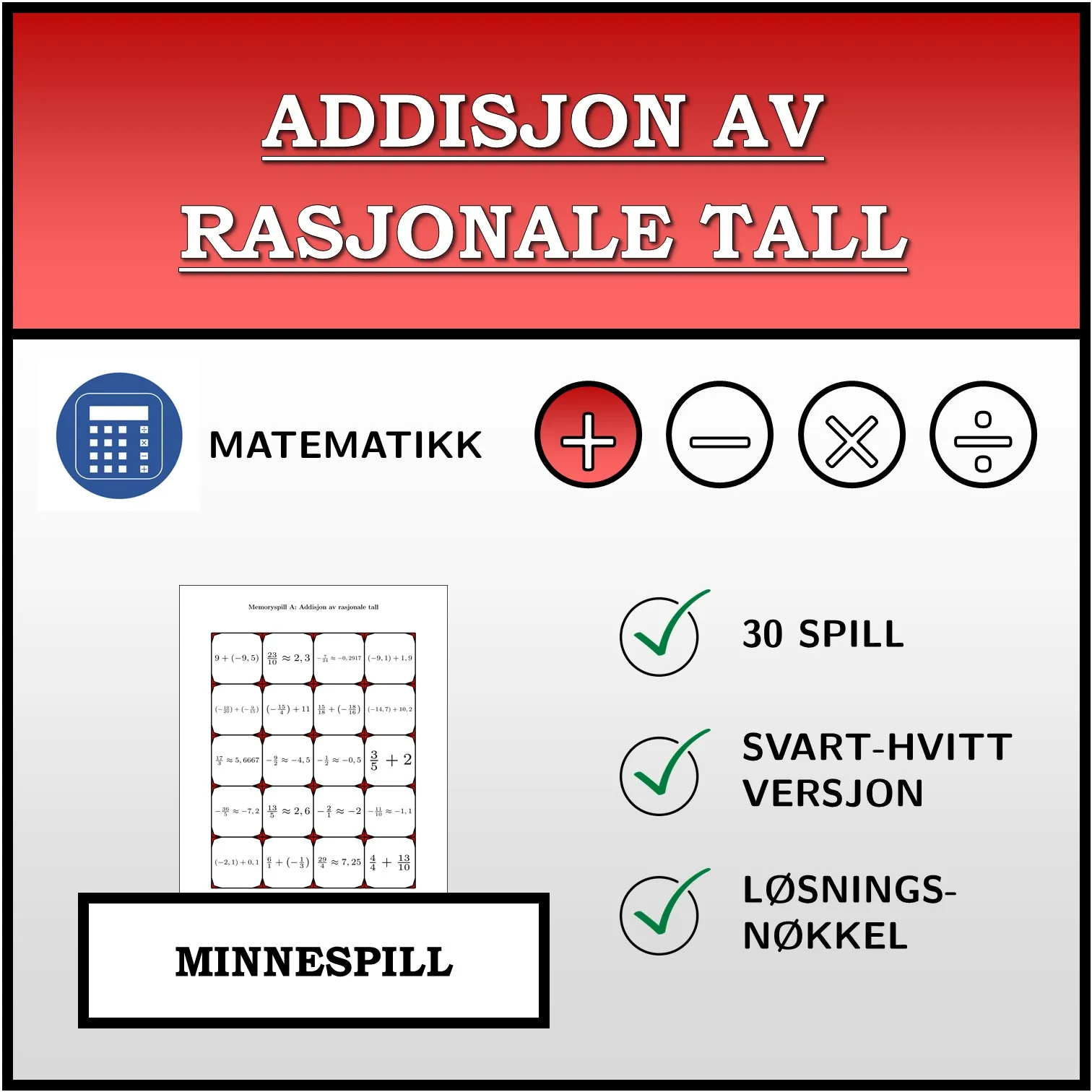 Memoryspill: Addisjon av rasjonale tall