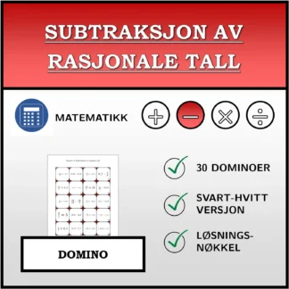 Domino: Subtraksjon av rasjonale tall