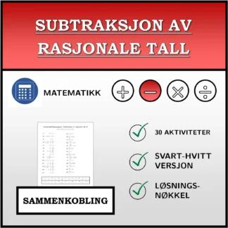 Sammenkoblingsoppgave: Subtraksjon av rasjonale tall