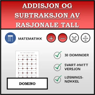 Domino: Addisjon og subtraksjon av rasjonale tall