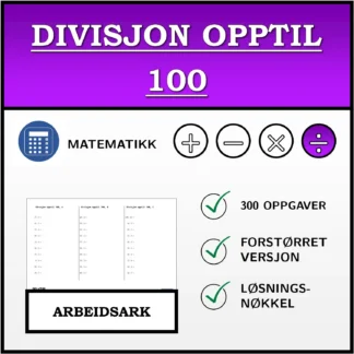 Arbeidsark: Divisjon opptil 100