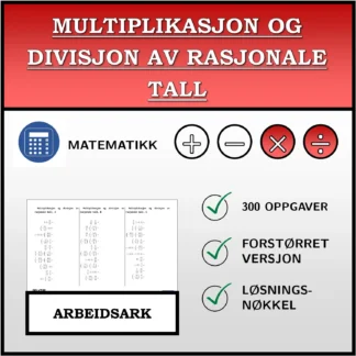 Arbeidsark: Multiplikasjon og divisjon av rasjonale tall