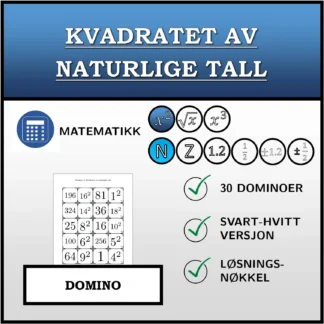 Domino: Kvadratet av naturlige tall