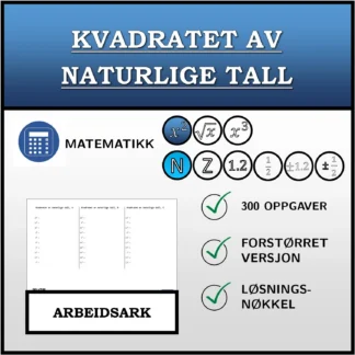 Arbeidsark: Kvadratet av naturlige tall