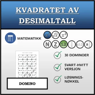Domino: Kvadratet av desimaltall