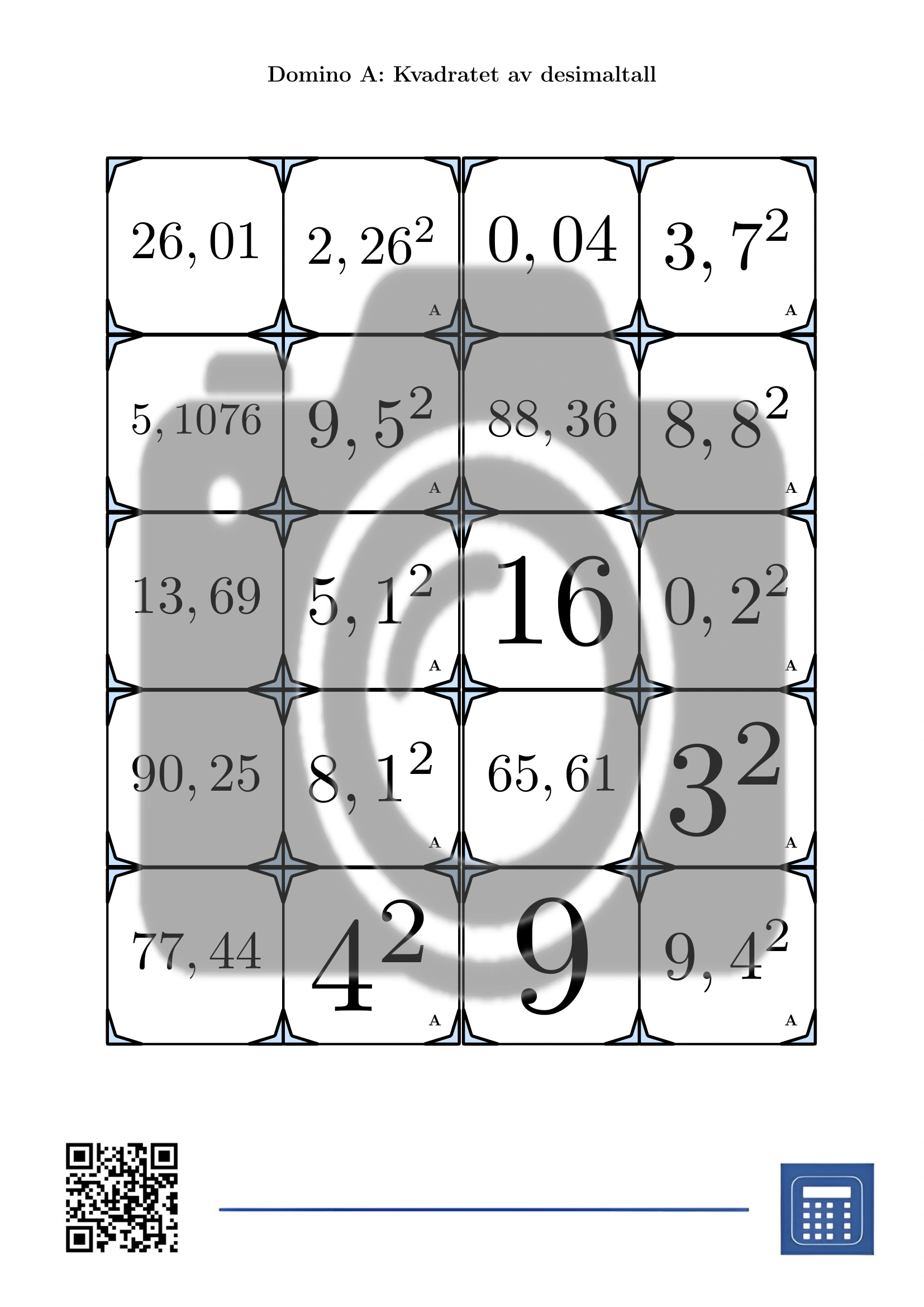 Domino: Kvadratet av desimaltall - Bilde 2