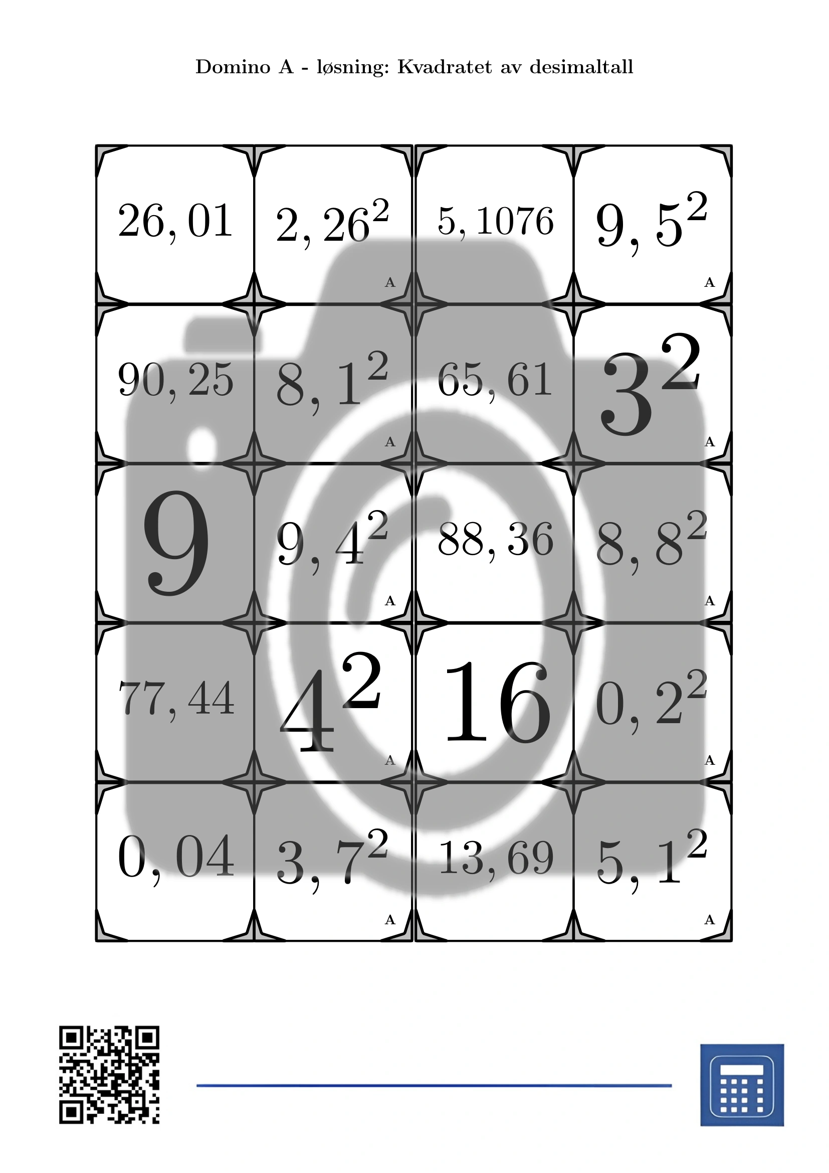 Domino: Kvadratet av desimaltall - Bilde 4