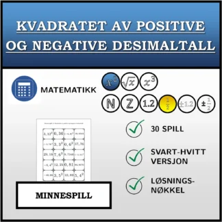 Memoryspill: Kvadratet av positive og negative desimaltall