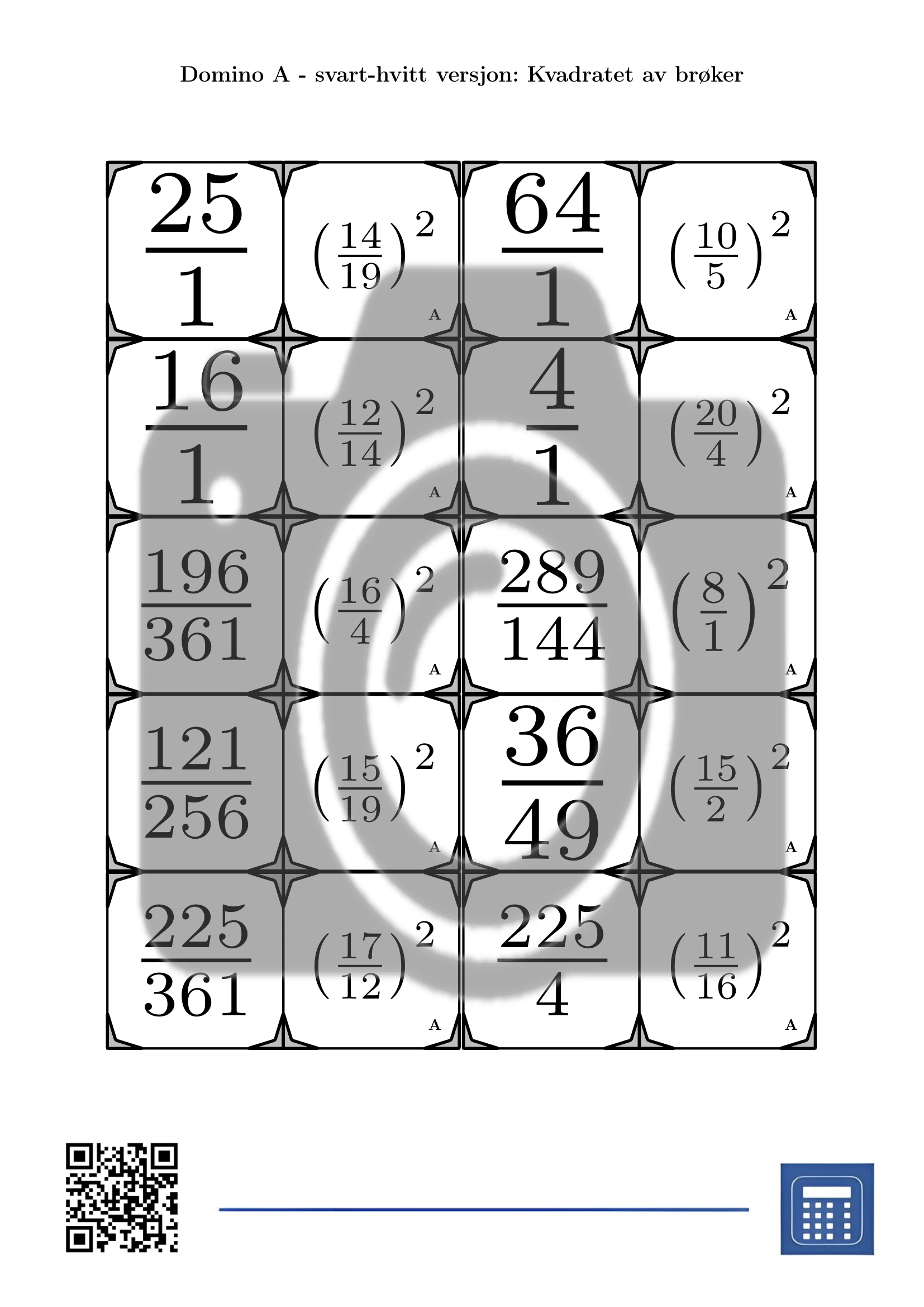 Domino: Kvadratet av brøker - Bilde 3