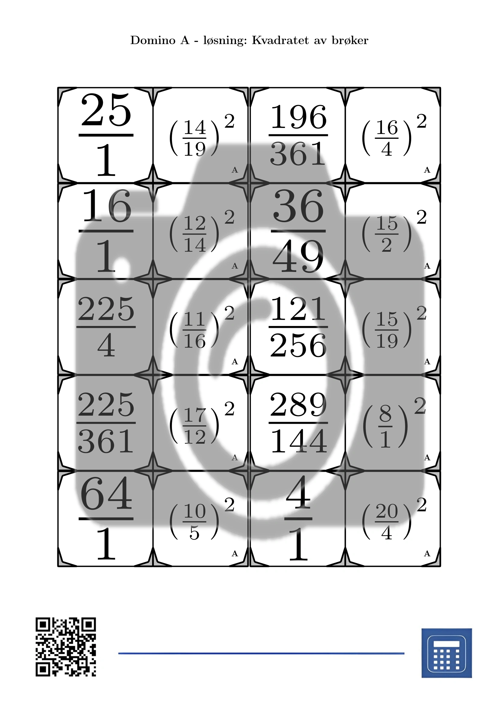 Domino: Kvadratet av brøker - Bilde 4