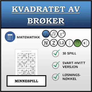 Memoryspill: Kvadratet av brøker