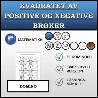 Domino: Kvadratet av positive og negative brøker