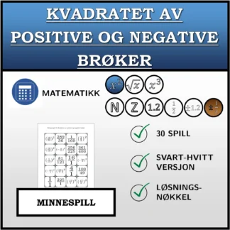Memoryspill: Kvadratet av positive og negative brøker