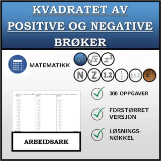 Arbeidsark: Kvadratet av positive og negative brøker
