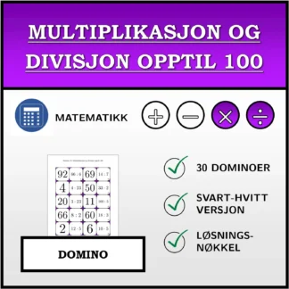 Domino: Multiplikasjon og divisjon opptil 100