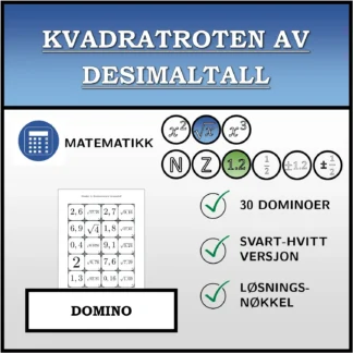 Domino: Kvadratroten av desimaltall