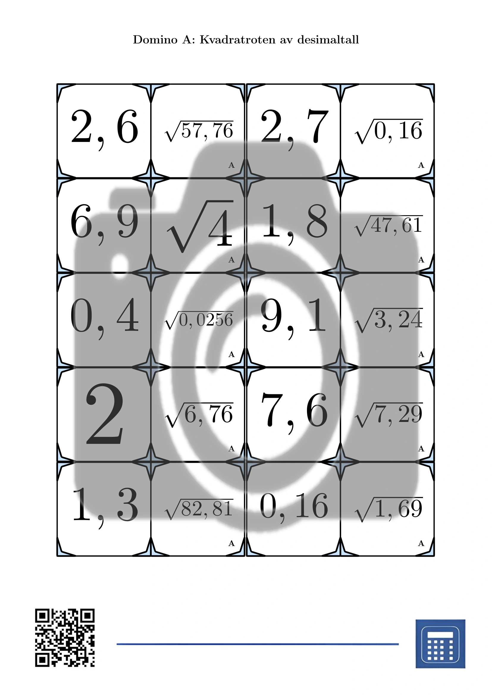 Domino: Kvadratroten av desimaltall - Bilde 2