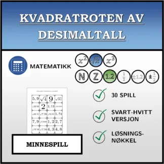 Memoryspill: Kvadratroten av desimaltall