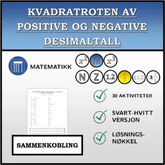 Sammenkoblingsoppgave: Kvadratroten av positive og negative desimaltall