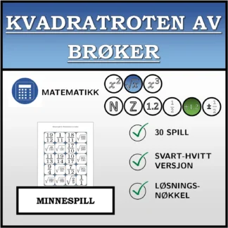 Memoryspill: Kvadratroten av brøker