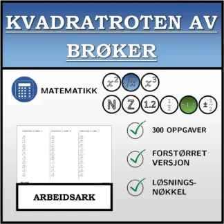 Arbeidsark: Kvadratroten av brøker