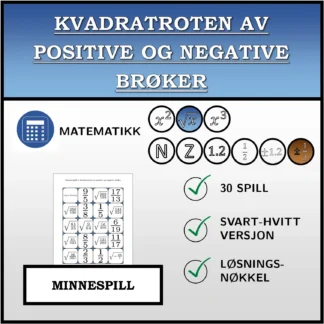 Memoryspill: Kvadratroten av positive og negative brøker
