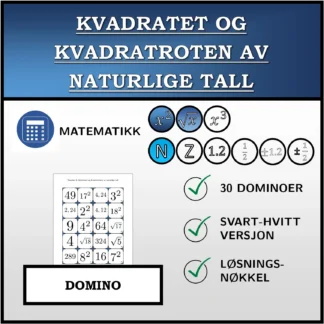 Domino: Kvadratet og kvadratroten av naturlige tall