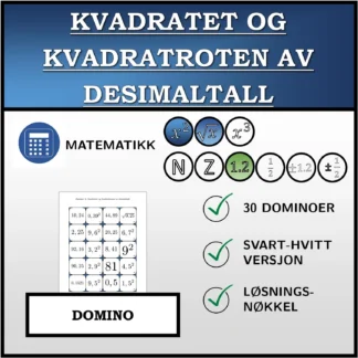 Domino: Kvadratet og kvadratroten av desimaltall